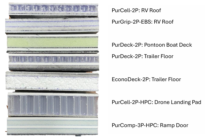 Named PurComposite panel constructions